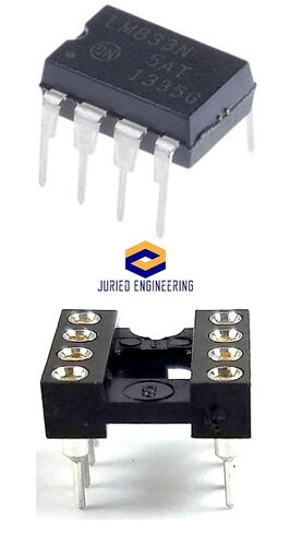 على أشباه الموصلات LM833NG IC مضخم تشغيل صوتي مزدوج عالي السرعة Op-Amp مع مقابس DIP ودبابيس اتصال مستديرة آليًا وفتحات الملعب 2.54 مم DIP-8 صديقة للوحة الخبز (عبوة من 5) in Kuwait