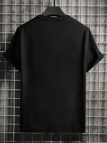 Men's Casual Short Sleeve T-Shirt, Goat Print Graphic Tee, Black Crew Neck Streetwear Top for Hip Hop & Sports Fans in Saudi Arabia
