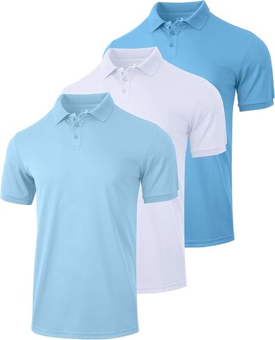 Men's 3 Pack Polo Shirts Dry Fit Moisture Wicking Performance Golf Shirt Short Sleeve for Work Athletic in Saudi Arabia
