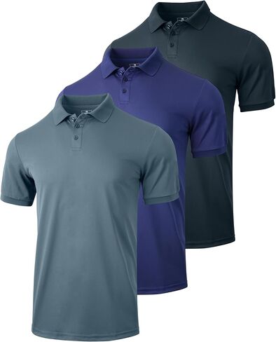 Men's 3 Pack Polo Shirts Dry Fit Moisture Wicking Performance Golf Shirt Short Sleeve for Work Athletic in Saudi Arabia