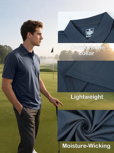 Men's 3 Pack Polo Shirts Dry Fit Moisture Wicking Performance Golf Shirt Short Sleeve for Work Athletic in Saudi Arabia
