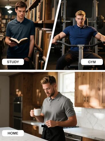 Men's 3 Pack Polo Shirts Dry Fit Moisture Wicking Performance Golf Shirt Short Sleeve for Work Athletic in Saudi Arabia