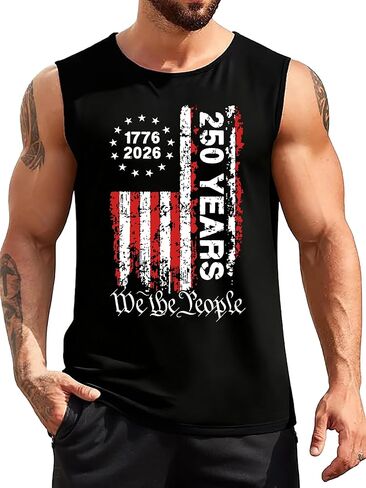 CAZYCHILD 250 Anniversary USA Shirt Mens 250 Year American Tank Tops Men 250th Birthday 4th of July Sleeveless Tee in Saudi Arabia
