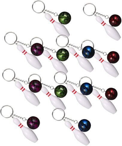Kisangel 12 Pcs Bowling Keychains Mini Bowling Ball and Pin Sports Key Rings Bulk Decorative Hanging Charms for Bags Backpacks Souvenirs in Saudi Arabia