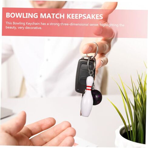Kisangel 12 Pcs Bowling Keychains Mini Bowling Ball and Pin Sports Key Rings Bulk Decorative Hanging Charms for Bags Backpacks Souvenirs in Saudi Arabia