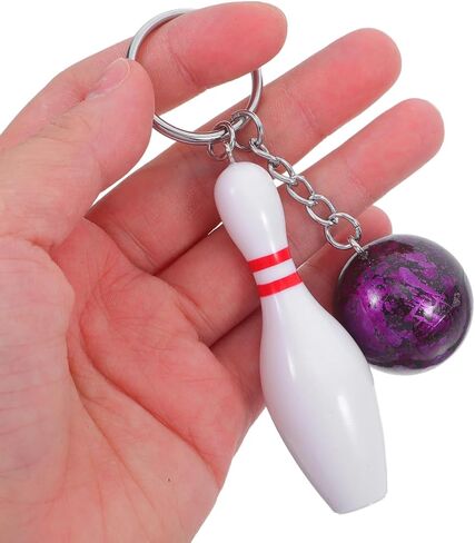 Kisangel 12 Pcs Bowling Keychains Mini Bowling Ball and Pin Sports Key Rings Bulk Decorative Hanging Charms for Bags Backpacks Souvenirs in Saudi Arabia