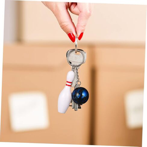 Kisangel 12 Pcs Bowling Keychains Mini Bowling Ball and Pin Sports Key Rings Bulk Decorative Hanging Charms for Bags Backpacks Souvenirs in Saudi Arabia