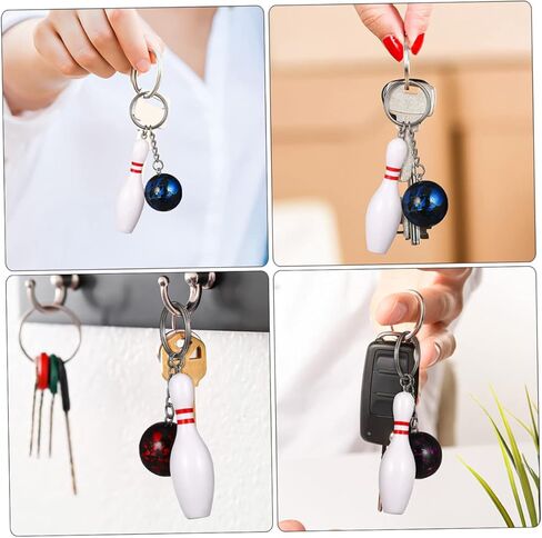 Kisangel 12 Pcs Bowling Keychains Mini Bowling Ball and Pin Sports Key Rings Bulk Decorative Hanging Charms for Bags Backpacks Souvenirs in Saudi Arabia