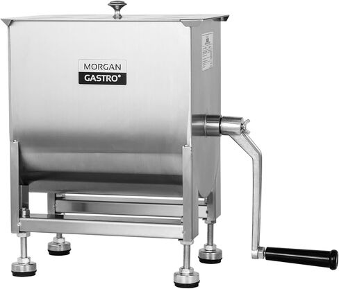 خلاط لحوم يدوي تجاري مع صندوق تروس، خلاط سجق وبرجر من الفولاذ المقاوم للصدأ سعة 35 رطل/20 لتر، ذراع يدوي عالي عزم الدوران للحوم المطحونة والتوابل in Kuwait