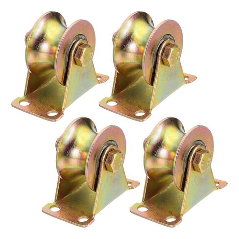 MECCANIXITY 4Pack U Groove Wheel، 2 "dia. عجلات بوابة منزلقة فولاذية تحميل 330 رطل عجلة صلبة مع قوس للمسار المقلوب بوابة المتداول الآلات الصناعية سلك حبل السكك الحديدية، مطلي ملون in Saudi Arabia