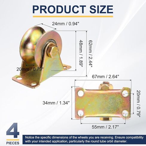 MECCANIXITY 4Pack U Groove Wheel، 2 "dia. عجلات بوابة منزلقة فولاذية تحميل 330 رطل عجلة صلبة مع قوس للمسار المقلوب بوابة المتداول الآلات الصناعية سلك حبل السكك الحديدية، مطلي ملون in Saudi Arabia
