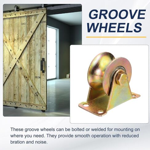MECCANIXITY 4Pack U Groove Wheel، 2 "dia. عجلات بوابة منزلقة فولاذية تحميل 330 رطل عجلة صلبة مع قوس للمسار المقلوب بوابة المتداول الآلات الصناعية سلك حبل السكك الحديدية، مطلي ملون in Saudi Arabia