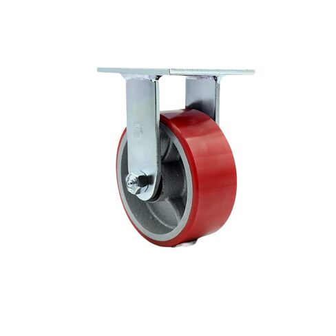 5" Heavy Duty Rigid Caster with Red Polyurethane on Iron Wheel - 1,000 lbs Capacity - Service Caster Brand in Saudi Arabia