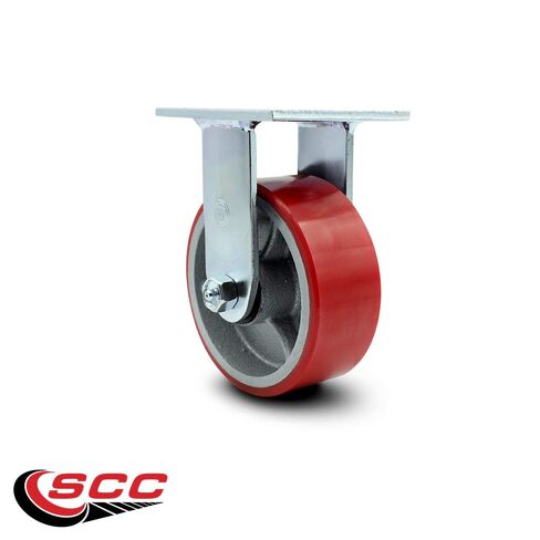 5" Heavy Duty Rigid Caster with Red Polyurethane on Iron Wheel - 1,000 lbs Capacity - Service Caster Brand in Saudi Arabia