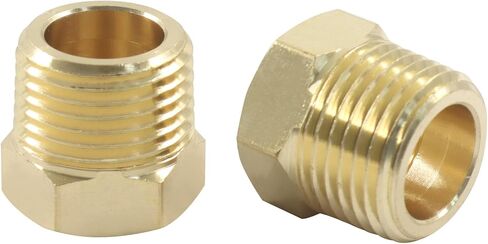 5 Pcs 3/8" NPT Male x 1/4" NPT Female Brass Reducer Hex Bushing Threaded Pipe Fitting, Brass Fitting Pipe Hose Tube Adapter Convert in Saudi Arabia