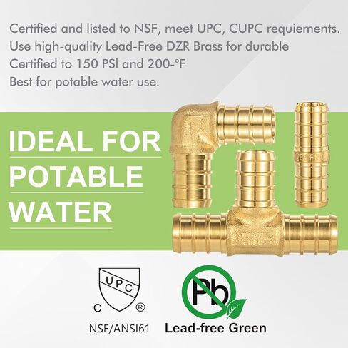 مجموعة تركيبات Pex Combo Pex 30 قطعة من ORIANSE مقاس 1/2 بوصة، 10 وصلات توصيل على شكل كوع، 20 قطعة من الحلقات النحاسية لأنابيب Pex-B مع مشبك من الفولاذ المقاوم للصدأ أو وصلة حلقة نحاسية، بدون نحاس الرصاص، ASTM F1807 in Kuwait