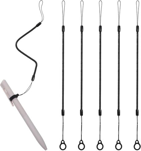 5pcs Tether Cable for Pen Tether Lanyard Pen Leash Retractable Spring Coil Strap Cord for Clipboard Pens with Silicone Ring Tethering Drawing Pens to Touchscreen Pencil Chain for Tablet in Saudi Arabia