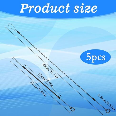 5pcs Tether Cable for Pen Tether Lanyard Pen Leash Retractable Spring Coil Strap Cord for Clipboard Pens with Silicone Ring Tethering Drawing Pens to Touchscreen Pencil Chain for Tablet in Saudi Arabia