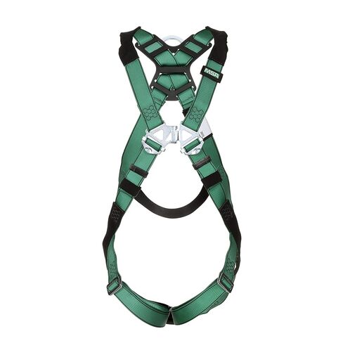 MSA 10196642 V-Form Full Body Safety Harness - Size: Standard (Medium), D-Ring Configuration: Back, Tongue Buckle Leg Straps, Color: Green, Full Body Harness, Durable in Saudi Arabia