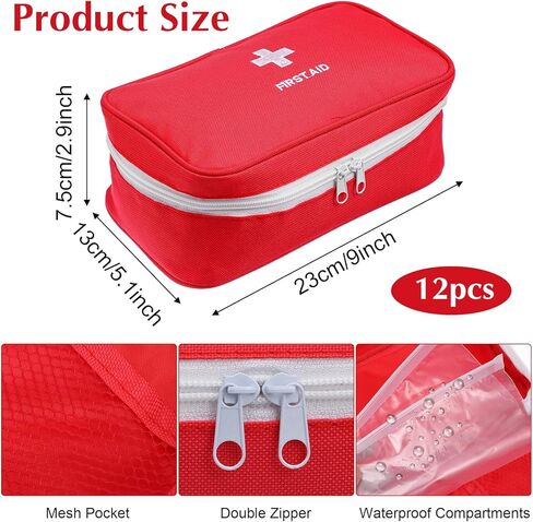 12 حقيبة إسعافات أولية فارغة، حقيبة طوارئ فارغة، حقيبة إسعافات أولية، حقيبة تخزين طبية محمولة للتخييم والمشي لمسافات طويلة والسفر والمكتب المنزلي (أحمر) in Kuwait
