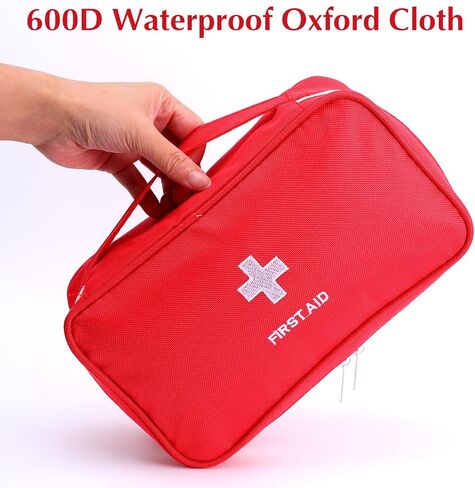 12 حقيبة إسعافات أولية فارغة، حقيبة طوارئ فارغة، حقيبة إسعافات أولية، حقيبة تخزين طبية محمولة للتخييم والمشي لمسافات طويلة والسفر والمكتب المنزلي (أحمر) in Kuwait