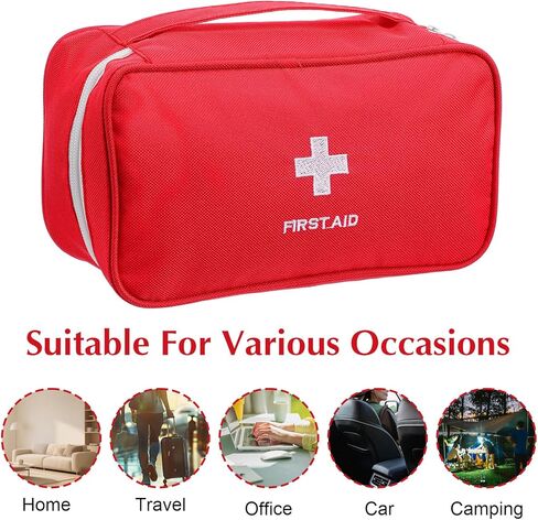 12 حقيبة إسعافات أولية فارغة، حقيبة طوارئ فارغة، حقيبة إسعافات أولية، حقيبة تخزين طبية محمولة للتخييم والمشي لمسافات طويلة والسفر والمكتب المنزلي (أحمر) in Kuwait
