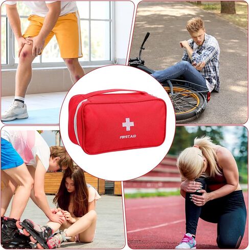 12 حقيبة إسعافات أولية فارغة، حقيبة طوارئ فارغة، حقيبة إسعافات أولية، حقيبة تخزين طبية محمولة للتخييم والمشي لمسافات طويلة والسفر والمكتب المنزلي (أحمر) in Kuwait