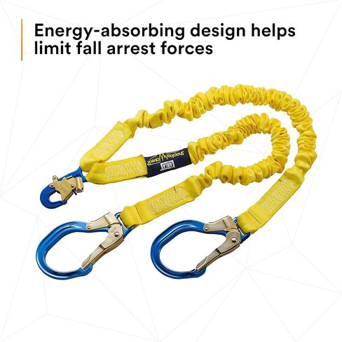 3M DBI-SALA 6' Shockwave2 1 1516" Polyester Tubular Web Twin-Leg Tie-Off Shock-Absorbing Lanyard With Snap Hook And Aluminum Rebar Hooks On Leg Ends in Saudi Arabia