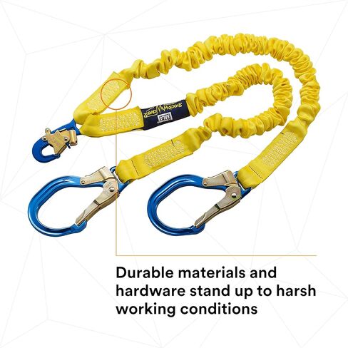 3M DBI-SALA 6' Shockwave2 1 1516" Polyester Tubular Web Twin-Leg Tie-Off Shock-Absorbing Lanyard With Snap Hook And Aluminum Rebar Hooks On Leg Ends in Saudi Arabia