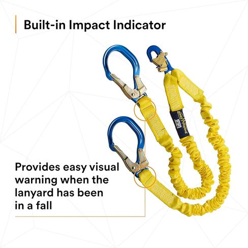 3M DBI-SALA 6' Shockwave2 1 1516" Polyester Tubular Web Twin-Leg Tie-Off Shock-Absorbing Lanyard With Snap Hook And Aluminum Rebar Hooks On Leg Ends in Saudi Arabia