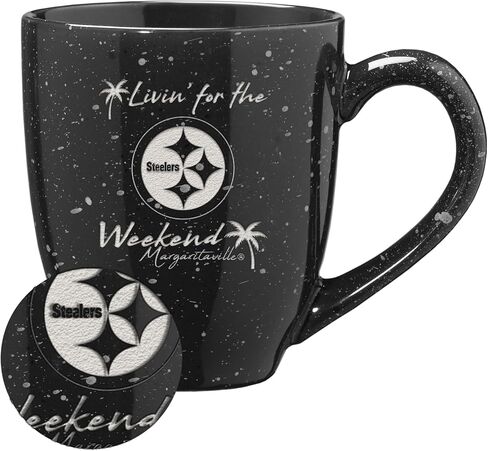 Rico Industries NFL Football Pittsburgh Steelers Margaritaville 16 oz Team Color Laser Engraved Speckled Ceramic Coffee Mug in Saudi Arabia
