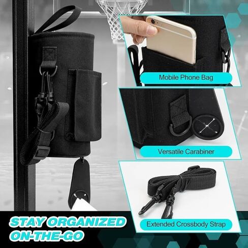 Magnetic Gym Bag Water Bottle Holder with Phone Pockets & Shoulder Strap,5 Built-in Magnets Gym Bottle Pouch Carrier Sleeve,Sling Magnetic Bag Gym Accessories Organizer for Men Women in Saudi Arabia