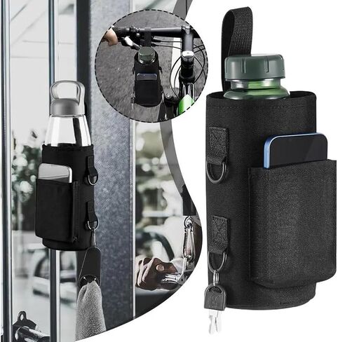 Magnetic Gym Bag Water Bottle Holder with Phone Pockets & Shoulder Strap,5 Built-in Magnets Gym Bottle Pouch Carrier Sleeve,Sling Magnetic Bag Gym Accessories Organizer for Men Women in Saudi Arabia