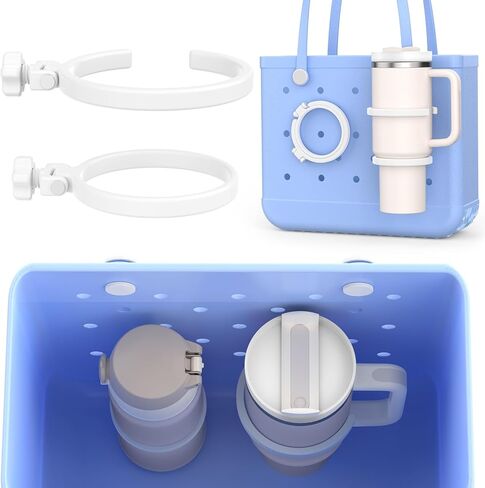 OUTXE Upgraded Foldable Cup Holder for Bogg Bag – Fits 40oz Stanley Tumblers, Folds Flat to Save Space When Not in Use, Compatible with Simple Modern & Simply Southern Tote Bags (40oz-Cream) in Saudi Arabia