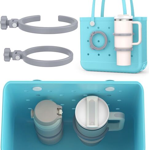 OUTXE Upgraded Foldable Cup Holder for Bogg Bag – Fits 40oz Stanley Tumblers, Folds Flat to Save Space When Not in Use, Compatible with Simple Modern & Simply Southern Tote Bags (40oz-Cream) in Saudi Arabia