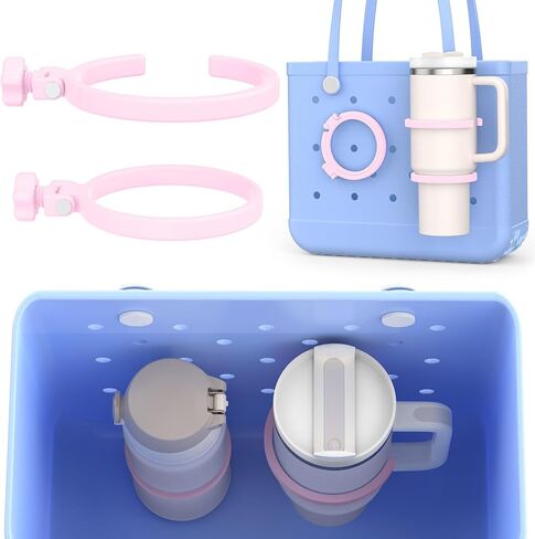 OUTXE Upgraded Foldable Cup Holder for Bogg Bag – Fits 40oz Stanley Tumblers, Folds Flat to Save Space When Not in Use, Compatible with Simple Modern & Simply Southern Tote Bags (40oz-Cream) in Saudi Arabia