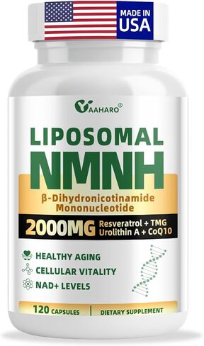 NMNH Supplement 2000mg, Liposomal Nicotinamide Mononucleotide Alternative for NAD+ and Healthy Aging - with Resveratrol, Urolithin A, TMG, CoQ10 - 120 Capsules (β-Dihydronicotinamide Mononucleotide) in Saudi Arabia