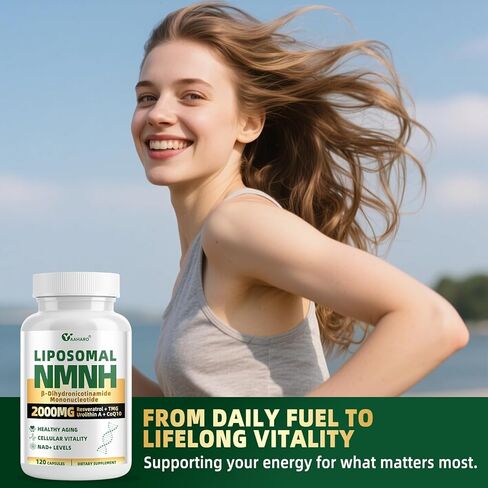 NMNH Supplement 2000mg, Liposomal Nicotinamide Mononucleotide Alternative for NAD+ and Healthy Aging - with Resveratrol, Urolithin A, TMG, CoQ10 - 120 Capsules (β-Dihydronicotinamide Mononucleotide) in Saudi Arabia