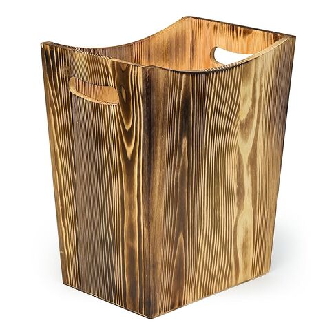 Soddeph Wood Trash Can with Handles, Open Top Wooden Wastebasket for Bathroom or Office, Modern Decorative Natural Garbage Bin (Wood Tone, 2 Gallon) in Kuwait