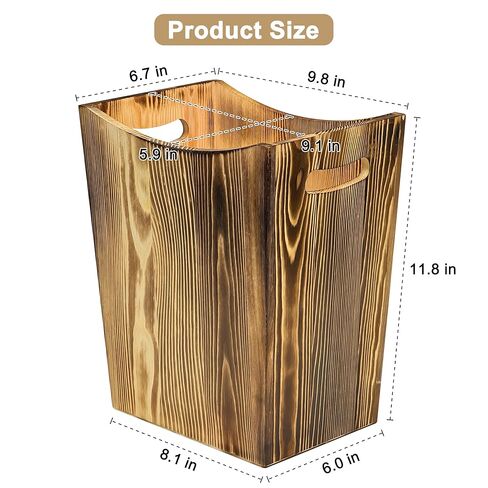 Soddeph Wood Trash Can with Handles, Open Top Wooden Wastebasket for Bathroom or Office, Modern Decorative Natural Garbage Bin (Wood Tone, 2 Gallon) in Kuwait