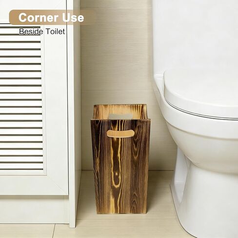 Soddeph Wood Trash Can with Handles, Open Top Wooden Wastebasket for Bathroom or Office, Modern Decorative Natural Garbage Bin (Wood Tone, 2 Gallon) in Kuwait