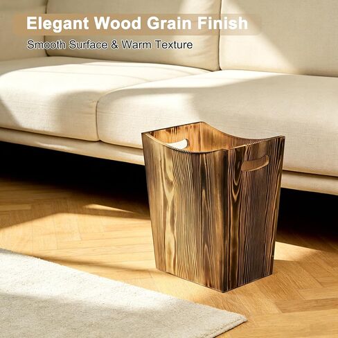 Soddeph Wood Trash Can with Handles, Open Top Wooden Wastebasket for Bathroom or Office, Modern Decorative Natural Garbage Bin (Wood Tone, 2 Gallon) in Kuwait
