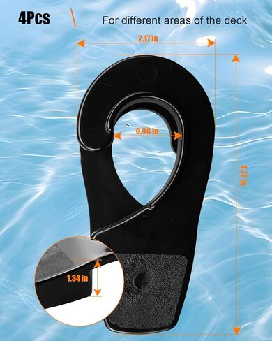 25mm One-Handed Boat Fender Hanger, 4 Pcs Boat Rail Fender Hangers, Boat Fender Clips for Boat Bumpers, Black in Saudi Arabia