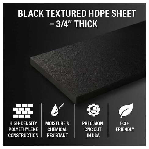 ورقة Bbox سوداء من البولي إيثيلين عالي الكثافة بسمك 3/4 بوصة - كتلة من البولي إيثيلين عالي الكثافة للتصنيع أو القطع أو المشاريع الهندسية - مزخرفة (1، 24 بوصة × 48 بوصة × ¾ بوصة) in Kuwait