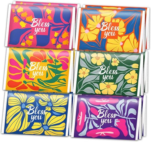 JarThenaAMCS 12 Pack Bless You Travel Pocket Tissues 8 Count 3 Ply Floral Facial Tissues Individual 96 Sheets Christian Bible Verse Gift for Homeless Care Holiday Party Supplies in Saudi Arabia