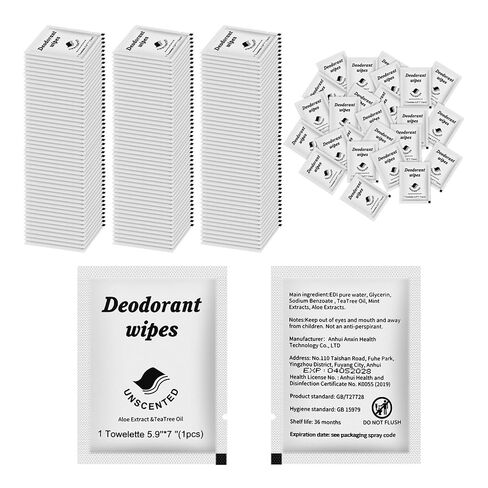 مناديل مزيلة للعرق للسفر مغلفة بشكل فردي، مناديل مبللة للجسم لتنظيف البشرة للنساء والرجال (الخزامى، غير معطرة، خيار جوز الهند، عبوة من 40 قطعة) in Kuwait