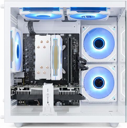 كمبيوتر الألعاب AMD Ryzen7-5700G 8Cores 3.8 جيجا هرتز حتى 4.60 جيجا هرتز، ذاكرة الوصول العشوائي 16 جيجا DDR4 3200 ميجا هرتز، 1T NVMe SSD، AMD Radeon Vega Graphics Windows 11 Home 600W WI-FI كمبيوتر مكتبي للألعاب أبيض in Kuwait