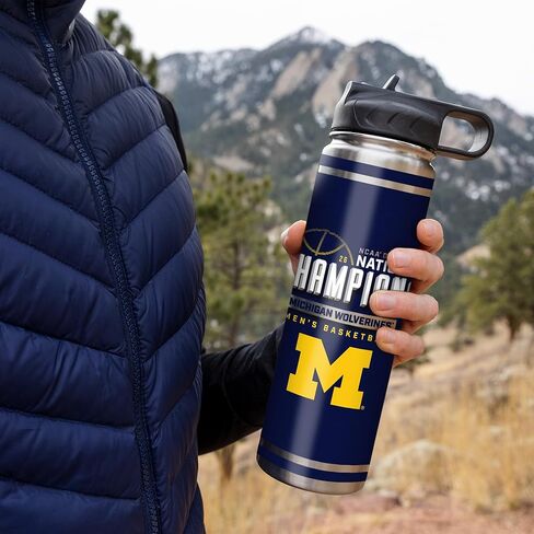 كأس من الفولاذ المقاوم للصدأ مع غطاء من Rico Industries NCAA Michigan Wolverines 2026 للرجال لكرة السلة الوطنية سعة 22oz - رائع للقهوة أو الشاي أو الماء أو الكوكتيلات in Saudi Arabia