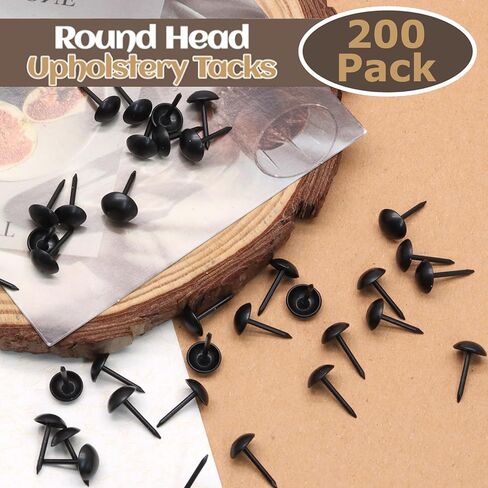 Biaungdo 200 Pcs 7 x 13 mm Round Head Upholstery Tacks, Black Metal Thumb Tacks Decorative Push Pins Upholstery Nails with Plastic Storage Box for Sofa, Chair, Furniture, Home Decor in Saudi Arabia