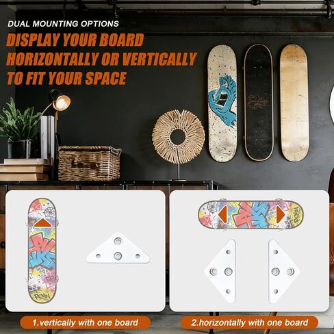 حامل لوح تزلج على الحائط من CARGEN مكون من 6 قطع - رف عرض لوح تزلج من الألومنيوم مع فتحتين لولبية للتعليق الأفقي والرأسي يناسب معظم ألواح التزلج الطويلة والطوابق العليا in Kuwait